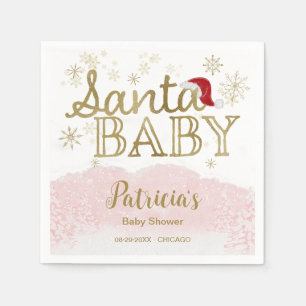 Santa Baby Christmas Girl Baby Shower Napkins