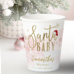 Santa Baby Christmas Girl Baby Shower Paper Cups<br><div class="desc">Adorable calligraphy with snowflakes,  winter-themed baby shower invitations. Easy to personalise with your details. Check the collection to find matching items as enclosure cards.</div>