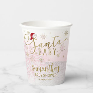 Santa Baby Christmas Girl Baby Shower Paper Cups