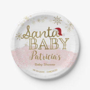 Santa Baby Christmas Girl Baby Shower Paper Plates