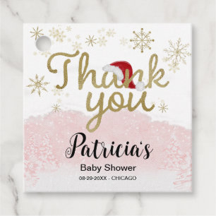 Santa Baby Christmas Girl Baby Shower Thank You Favour Tags