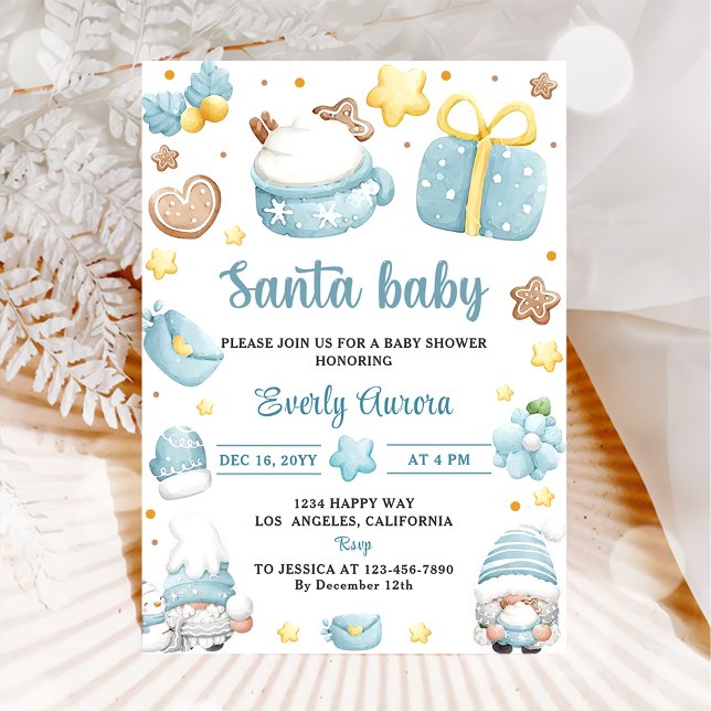 Santa Baby Christmas Gnomes Baby Shower Party Invitation (Creator Uploaded)
