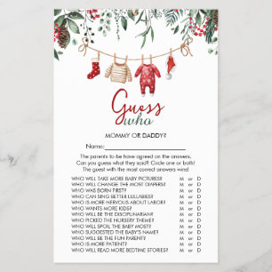 Santa Baby christmas 'Guess Who' Baby Shower Game  Flyer