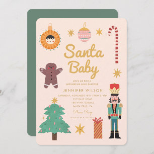 Santa Baby Christmas Holiday Baby Shower Invitation