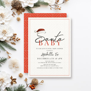 Santa Baby Christmas Holiday Minimal Baby Shower Invitation