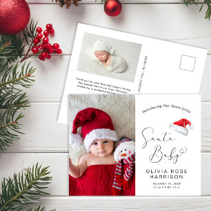 Santa Baby Christmas Photo Birth Announcement Postcard