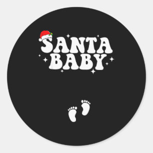 Santa Baby Christmas Pregnancy Announcement Pregna Classic Round Sticker