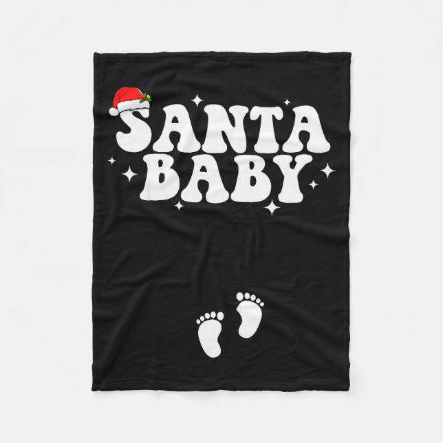 Santa Baby Christmas Pregnancy Announcement Pregna Fleece Blanket (Front)