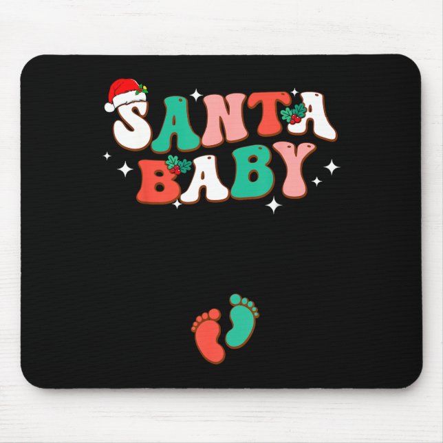 Santa Baby Christmas Pregnancy Announcement Pregna Mouse Mat (Front)