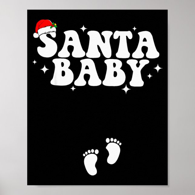 Santa Baby Christmas Pregnancy Announcement Pregna Poster (Front)