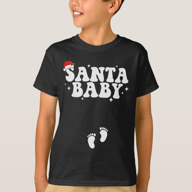 Santa Baby Christmas Pregnancy Announcement Pregna T-Shirt (Front)