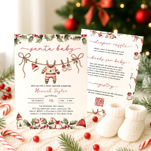 Santa Baby Christmas QR Code Baby Shower Invitation
