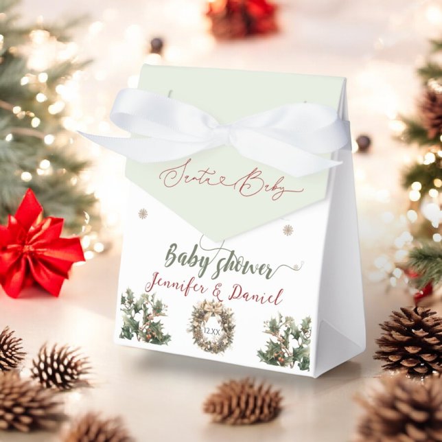 Santa Baby Christmas Red Green Winter Baby Shower  Favour Box (Creator Uploaded)