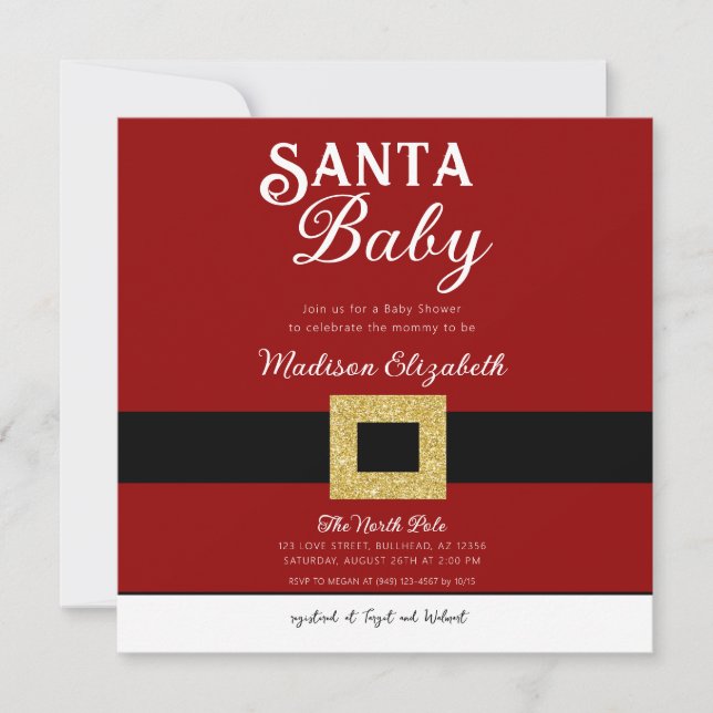 Santa Baby Christmas Santa Claus Suit Baby Shower Invitation (Front)