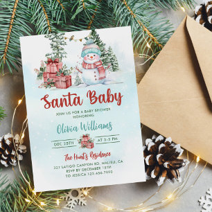 Santa Baby Christmas Snowman Baby Shower Invitation