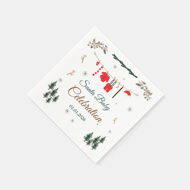 Santa Baby Christmas Themed Baby Shower Napkin (Corner)