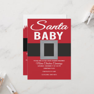 Santa Baby Christmas Time Baby Shower Invitation