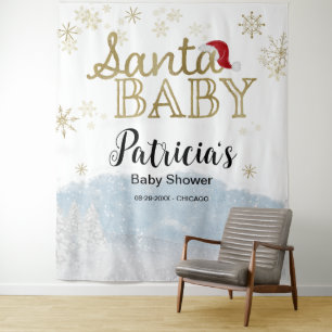 Santa Baby Christmas Winter Baby Shower Backdrop Tapestry