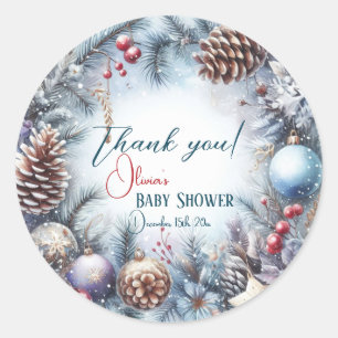 Santa Baby Christmas Winter Baby Shower  Classic Round Sticker