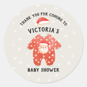 Santa Baby Christmas Winter Baby Shower Classic Round Sticker