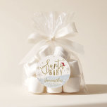 Santa Baby Christmas Winter Baby Shower Classic Round Sticker<br><div class="desc">Adorable calligraphy with snowflakes,  winter-themed baby shower invitations. Easy to personalise with your details. Check the collection to find matching items as enclosure cards.</div>