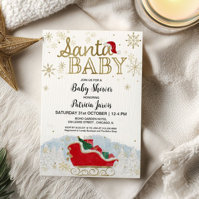 Santa Baby Christmas Winter Baby Shower Invitation (Creator Uploaded)