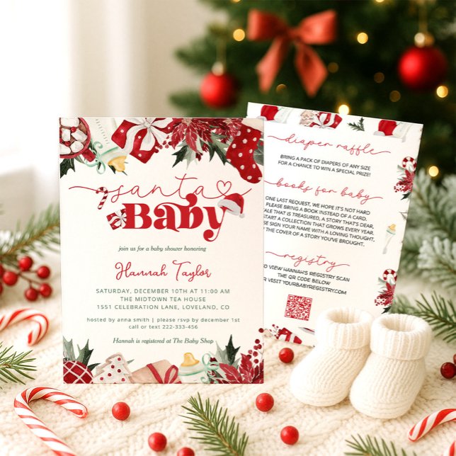 Santa Baby Christmas Winter Baby Shower Invitation (Creator Uploaded)