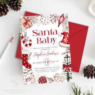 Santa Baby Christmas Winter Baby Shower Invitation