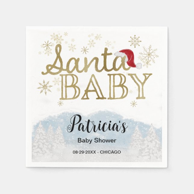 Santa Baby Christmas Winter Baby Shower Napkin (Front)