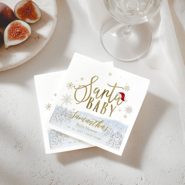 Santa Baby Christmas Winter Baby Shower Napkin (Creator Uploaded)