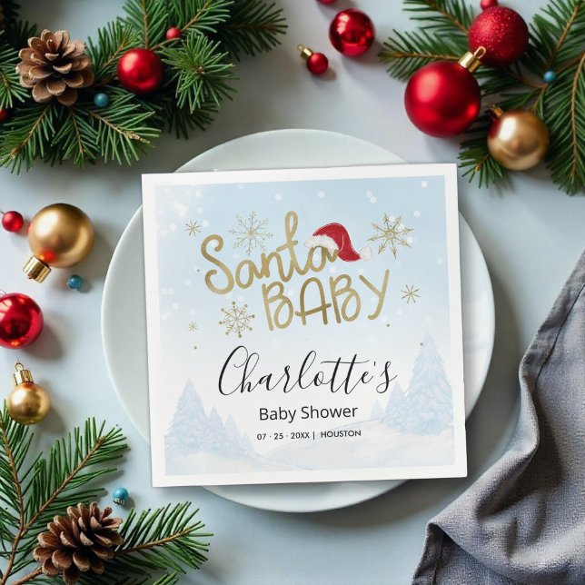 Santa Baby Christmas Winter Baby Shower Napkin (Creator Uploaded)