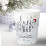 Santa Baby Christmas Winter Baby Shower Paper Cups<br><div class="desc">Adorable calligraphy with snowflakes,  winter-themed baby shower invitations. Easy to personalise with your details. Check the collection to find matching items as enclosure cards.</div>