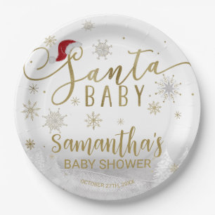 Santa Baby Christmas Winter Baby Shower Paper Plate