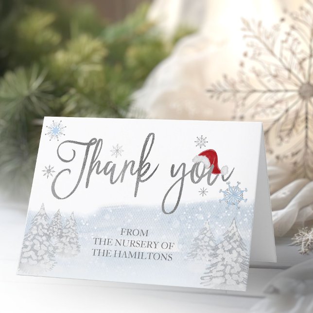 Santa Baby Christmas Winter Baby Shower Thank You Card (Creator Uploaded)