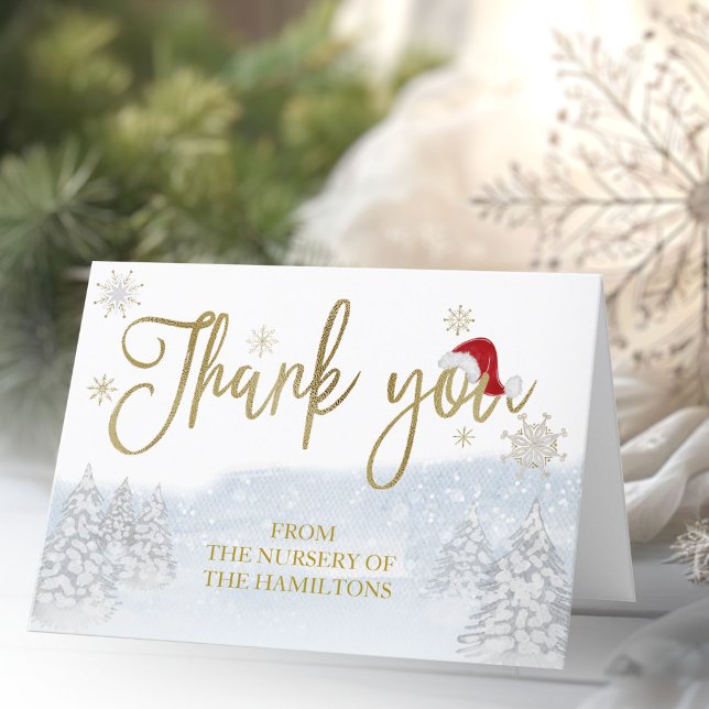 Santa Baby Christmas Winter Baby Shower Thank You Card (Creator Uploaded)