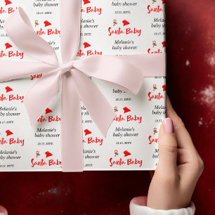 Santa Baby Christmas Winter Baby Shower Wrapping Paper Sheet