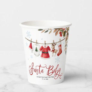 Santa Baby Christmas Winter Girl Baby Shower Paper Cups