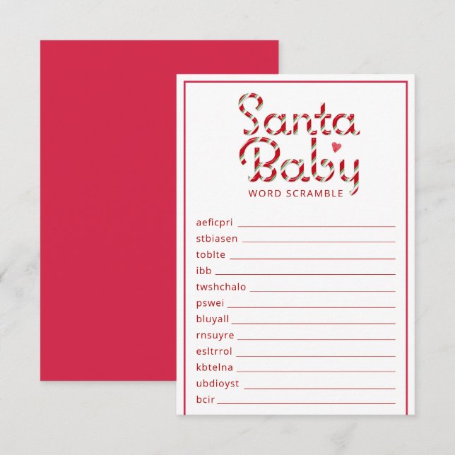 Santa Baby Christmas Word Scramble Game Enclosure Card (Front/Back)