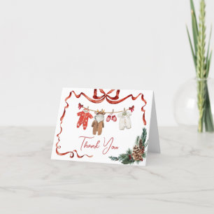 Santa Baby Clothes Christmas Baby Shower Thank You Card