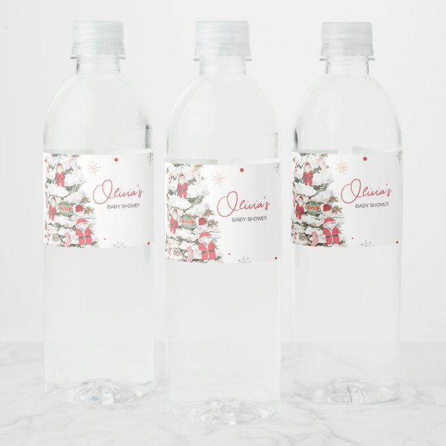 Santa Baby Clothes Christmas Baby Shower Water Bottle Label (Bottles)