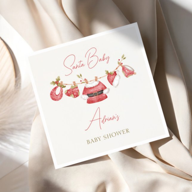 Santa Baby Clothes Winter Boy Baby Shower Napkin (Creator Uploaded)