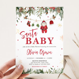 Santa Baby Clothes Winter Christmas Baby Shower Invitation