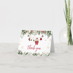 Santa Baby Clothes Winter Christmas Baby Shower Thank You Card