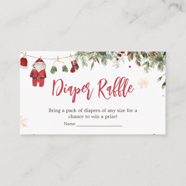 Santa Baby Clothes Winter Christmas Diaper Raffle Enclosure Card (Front)