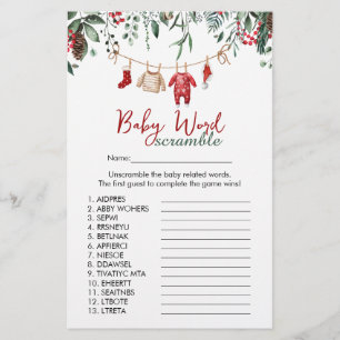 Santa baby Clothes Word Scramble Game Baby Shower