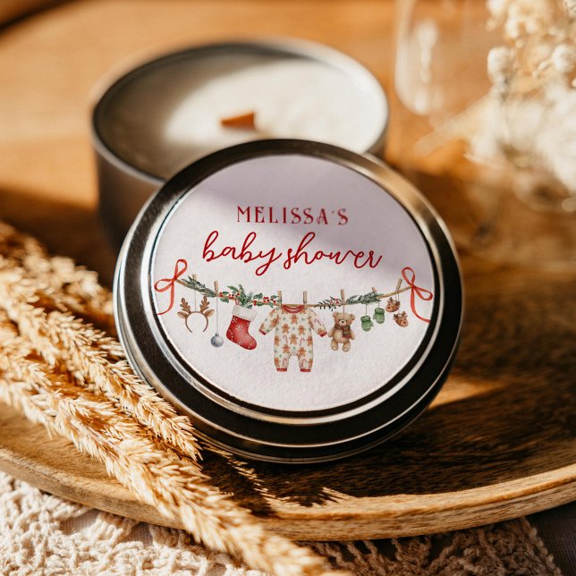 Santa Baby Clothesline Baby Shower Stickers (Creator Uploaded)