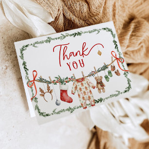 Santa Baby Clothesline Baby Shower Thank You Invitation