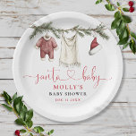 Santa Baby Clothesline Winter Baby Shower Paper Plate<br><div class="desc">These cute,  santa baby clothesline baby shower paper plates can be personalised with your information in modern typography. Designed by Thisisnotme©</div>