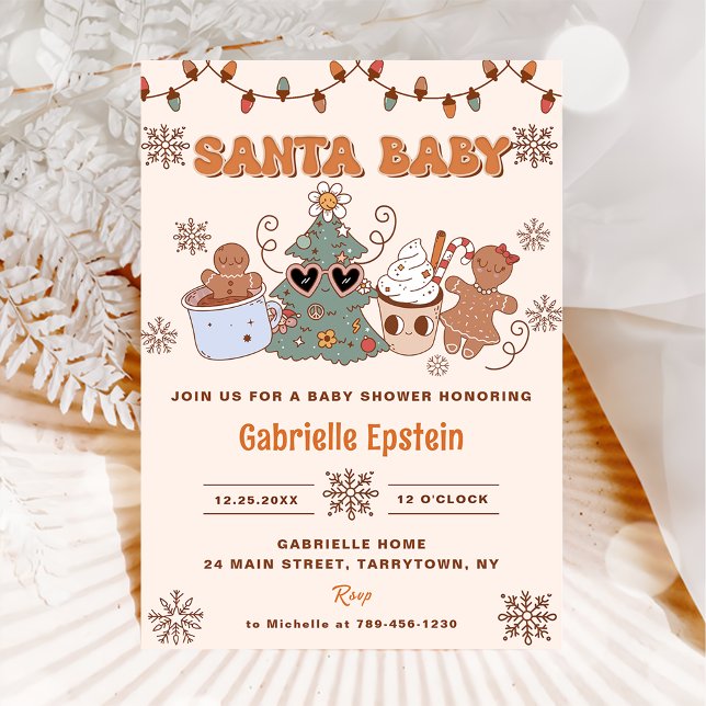 Santa Baby Cookies Christmas Baby Shower Party Invitation (Creator Uploaded)