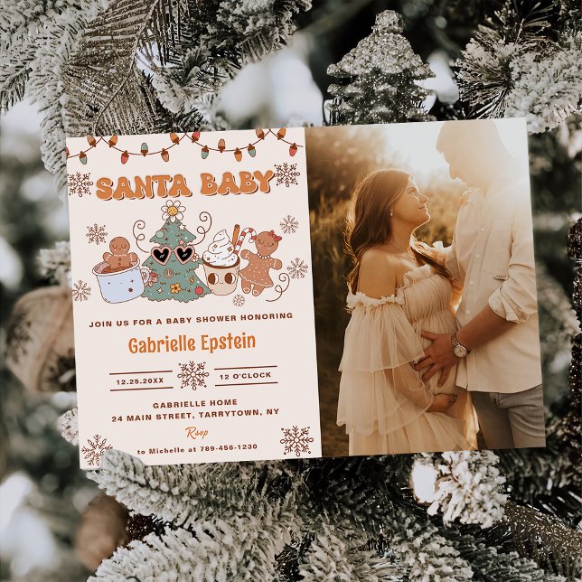 Santa Baby Cookies Christmas Baby Shower Photo Invitation (Creator Uploaded)